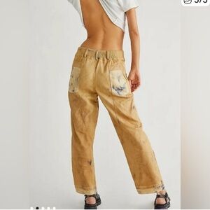 Free People Tie-Dye Tan Boyfriend Jeans